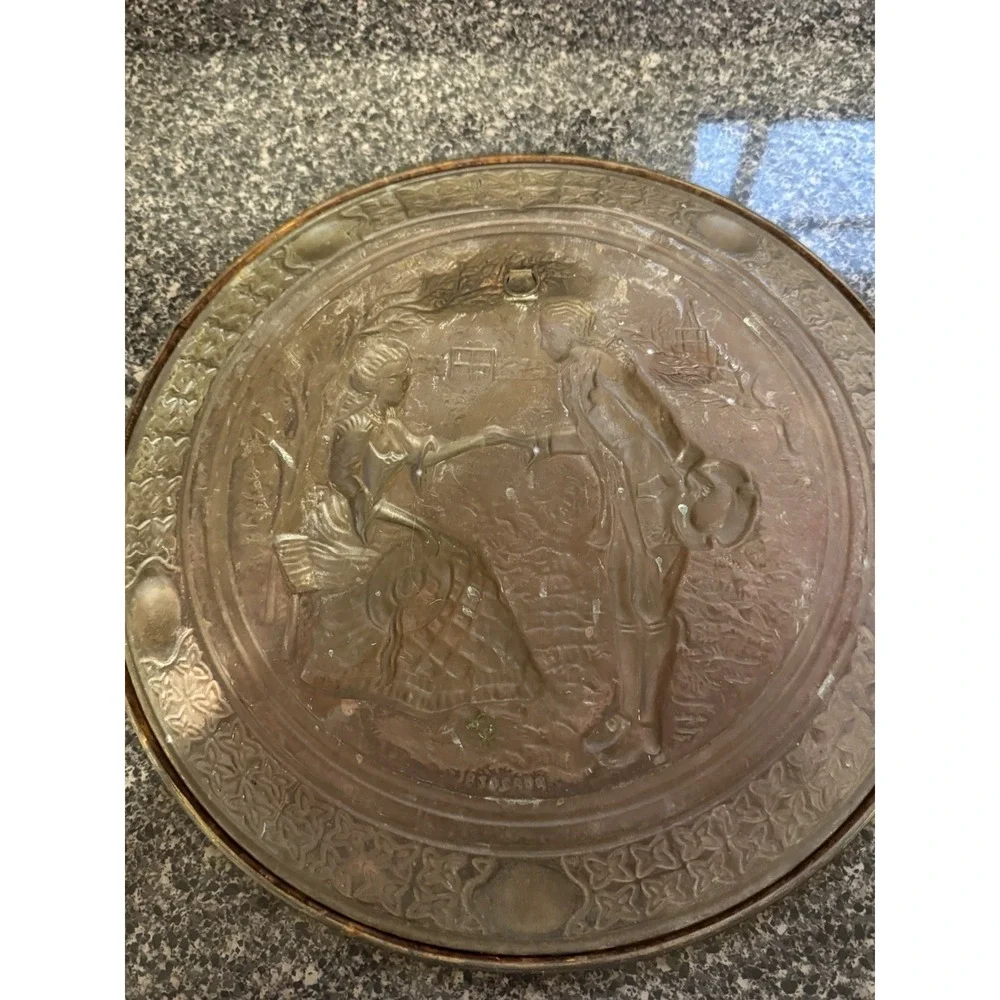 Vintage Embossed Brass Wall Plate 14